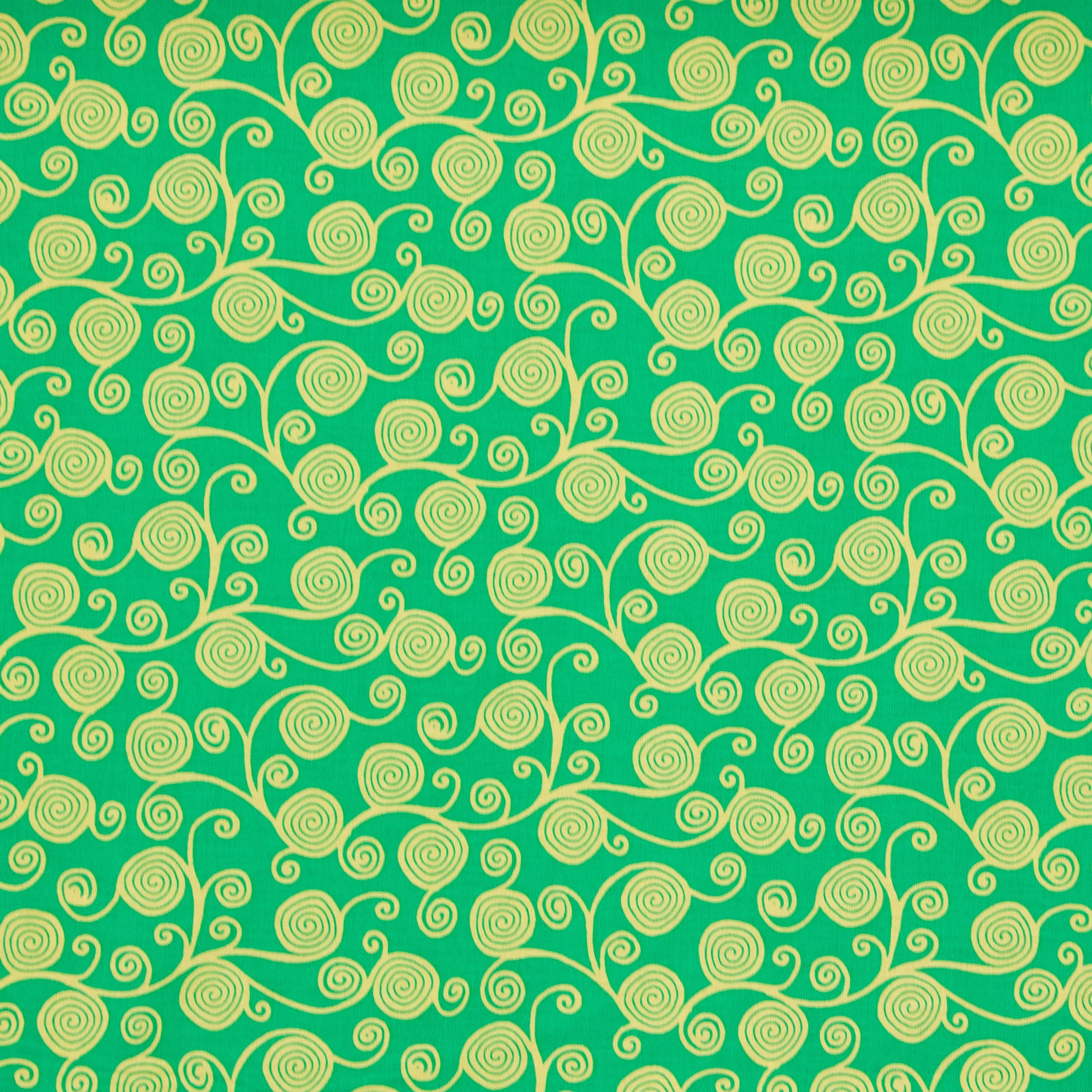 Katoen groen met sierlijke cirkels